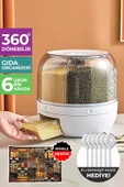 6 Kg Kapasiteli Gıda Ve Bakliyat, 6 Gözlü, 360 Derece Dönebilen, Baharat Kaşığı Ve Nihale Hediye - 1