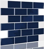 Renkli Duvarlar 30×30cm Safir Tuğla Epoksi 1 Adet 3D Yapışkanlı Duvar Kaplama Paneli Mutfak Banyo Salon Ofis Döşeme thumbnail 1