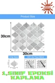 Renkli Duvarlar 30×30cm Arabesk Çini Epoksi 1 Adet 3D Yapışkanlı Duvar Kaplama Paneli Mutfak Banyo Salon Ofis Döşeme thumbnail 2