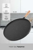 Tek Taraflı Döküm Granit Gözleme Bazlama Tavası Tek Taraflı 36 cm, Spatula Hediye - 3