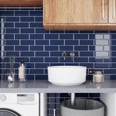 Renkli Duvarlar 30×30cm Safir Tuğla Epoksi 1 Adet 3D Yapışkanlı Duvar Kaplama Paneli Mutfak Banyo Salon Ofis Döşeme thumbnail 8