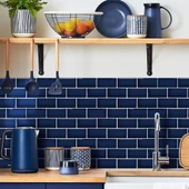 Renkli Duvarlar 30×30cm Safir Tuğla Epoksi 1 Adet 3D Yapışkanlı Duvar Kaplama Paneli Mutfak Banyo Salon Ofis Döşeme thumbnail 4