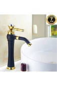 Banyo Çanak Lavabo Bataryası Siyah Gold Renk Taşlı Model 7 Yıl Garantili Ithal - 1