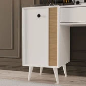 2242 LOVE AYNALI(AHŞAP AYAKLI)MDF PROFİL ÇERÇEVELİ ÇEKMECELİ KAPAKLI 120CM MAKYAJ MASASI BEYAZ-YUNUS - 5