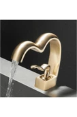 Banyo Lavabo Bataryası Mat Gold Renk Şelale Kalp Yeni Tasarım 7 Yıl Garantili İthal - 3