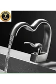 Banyo Lavabo Bataryası Antrasit Renk Şelale Kalp Yeni Tasarım 7 Yıl Garantili İthal - 2