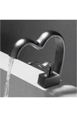 Banyo Lavabo Bataryası Antrasit Renk Şelale Kalp Yeni Tasarım 7 Yıl Garantili İthal - 5