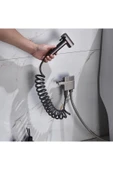 Banyo Bide Basınçlı Püskürtücü Taharet Musluğu Klozet Hortumu Antrasit Renk İthal 7 Yıl Garantili thumbnail 7