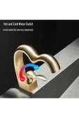 Banyo Lavabo Bataryası Mat Gold Renk Şelale Kalp Yeni Tasarım 7 Yıl Garantili İthal - 6