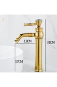Banyo Çanak Lavabo Bataryası Gold Renk Taşlı Model 7 Yıl Garantili Ithal thumbnail 5