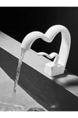 Banyo Lavabo Bataryası Beyaz Renk Şelale Kalp Yeni Tasarım 7 Yıl Garantili İthal - 2