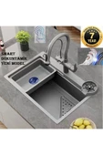 Akıllı Eviye Seti Dokunmatik Smart Gri Renk Su Arıtma Çıkışlı Şelaleli Ithal 7 Yıl Garanti 75x46cm - 1
