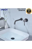 Banyo Ankastre Lavabo Bataryası Antrasit Renk Yeni Model Sıva Altı Dahil 7 Yıl Garanti İthal - 1