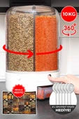 10 Kg Kapasiteli Gıda Ve Bakliyat, Organizeri 360 Derece Dönebilen, Baharat Kaşığı Ve Nihale Hediye - 1