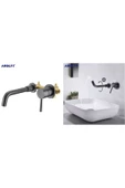 Banyo Ankastre Lavabo Bataryası Antrasit Renk Yeni Model Sıva Altı Dahil 7 Yıl Garanti İthal - 7