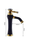 Banyo Çanak Lavabo Bataryası Siyah Gold Renk Taşlı Model 7 Yıl Garantili Ithal - 5