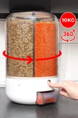 10 Kg Kapasiteli Gıda Ve Bakliyat, Organizeri 360 Derece Dönebilen, Baharat Kaşığı Ve Nihale Hediye - 2