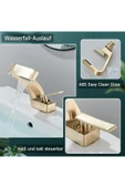 Banyo Lavabo Bataryası Mat Gold Renk Şelale Yeni Tasarım 7 Yıl Garantili İthal - 2