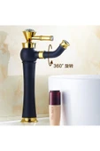 Banyo Çanak Lavabo Bataryası Siyah Gold Renk Taşlı Model 7 Yıl Garantili Ithal - 2