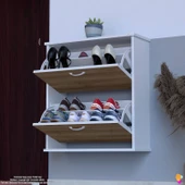 Modilayn UMAY Asma Kapı Önü 72 x 78 x 25, 5 cm’ lik 2 Düşer Kapak 4 Göz Bölmeli Ayakkabılık - 3