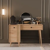 2244 Love Aynalı(AHŞAP AYAKLI)mdf Profil Çerçeveli Çekmeceli-kapaklı 120cm Makyaj Masası Sepet Yunus - 4