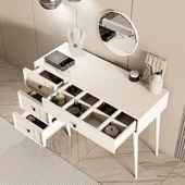 2250 ROSE AYNALI (AHŞAP AYAKLI)MDF PROFİL ÇERÇEVELİ 4 ÇEKMECELİ 120 CM MAKYAJ MASASI BEYAZ - 1