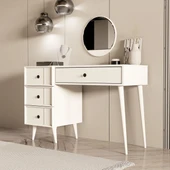 2250 ROSE AYNALI (AHŞAP AYAKLI)MDF PROFİL ÇERÇEVELİ 4 ÇEKMECELİ 120 CM MAKYAJ MASASI BEYAZ - 2