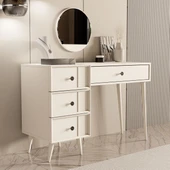 2250 ROSE AYNALI (AHŞAP AYAKLI)MDF PROFİL ÇERÇEVELİ 4 ÇEKMECELİ 120 CM MAKYAJ MASASI BEYAZ - 5