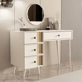 2252 ROSE AYNALI (AHŞAP AYAKLI)MDF PROFİL ÇERÇEVELİ 4 ÇEKMECELİ 120 CM MAKYAJ MASASI BEYAZ-YUNUS - 5