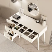 2252 ROSE AYNALI (AHŞAP AYAKLI)MDF PROFİL ÇERÇEVELİ 4 ÇEKMECELİ 120 CM MAKYAJ MASASI BEYAZ-YUNUS - 1