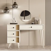 2252 ROSE AYNALI (AHŞAP AYAKLI)MDF PROFİL ÇERÇEVELİ 4 ÇEKMECELİ 120 CM MAKYAJ MASASI BEYAZ-YUNUS - 4