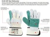 5 Çift  Takviyeli Deri Eldiven Starline E-051-By 10 XL Beden - 3