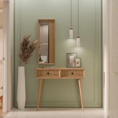 6024 LUNA (AHŞAP AYAKLI) MDF PROFİL ÇERÇEVELİ 2 ÇEKMECELİ AYNALI DRESUAR SEPET-YUNUS - 3