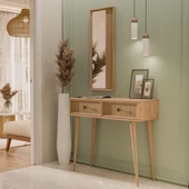 6024 LUNA (AHŞAP AYAKLI) MDF PROFİL ÇERÇEVELİ 2 ÇEKMECELİ AYNALI DRESUAR SEPET-YUNUS - 1