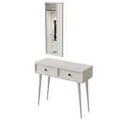 6020 LUNA (AHŞAP AYAKLI) MDF PROFİL ÇERÇEVELİ 2 ÇEKMECELİ AYNALI DRESUAR BEYAZ - 9