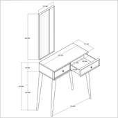 6024 LUNA (AHŞAP AYAKLI) MDF PROFİL ÇERÇEVELİ 2 ÇEKMECELİ AYNALI DRESUAR SEPET-YUNUS - 2
