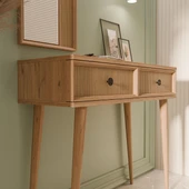 6024 LUNA (AHŞAP AYAKLI) MDF PROFİL ÇERÇEVELİ 2 ÇEKMECELİ AYNALI DRESUAR SEPET-YUNUS - 6