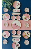 QUEEN  Poppy Model 6 Kişilik 21 Parça Tea Plate Kahvaltı Takımı Pink - 3