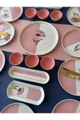 QUEEN Gelincik Model 6 Kişilik 23 Parça Çay Tabaklı Kahvaltı Takımı (Pembe) - 2