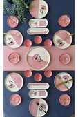 QUEEN Gelincik Model 6 Kişilik 23 Parça Çay Tabaklı Kahvaltı Takımı (Pembe) - 1