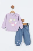 Sincap Sweatshirt Pantolon Kız Bebek Alt Üst Takım Kız Bebek 2'li Takım Kız Bebek İkili Takım - 1