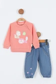 Sincap Sweatshirt Pantolon Kız Bebek Alt Üst Takım Kız Bebek 2'li Takım Kız Bebek İkili Takım - 4