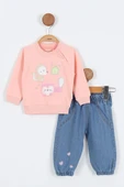 Sincap Sweatshirt Pantolon Kız Bebek Alt Üst Takım Kız Bebek 2'li Takım Kız Bebek İkili Takım - 3