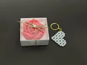 Kırmızı Gül Mum Kalpli İnci Anahtarlık Set - 1
