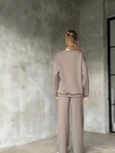 Osy Modal Yumuşak dokulu Kumaş Bisiklet Yaka Takım- Gri thumbnail 3