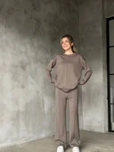 Osy Modal Yumuşak dokulu Kumaş Bisiklet Yaka Takım- Gri thumbnail 1