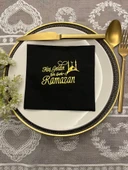 Gold Yaldızlı Siyah Hoş Geldin Ya Şehr-i Ramazan Peçete 33x33 - 1