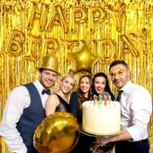 Ekstra Metalize Parlak Saçaklı Arka Fon Perde Gold thumbnail 4