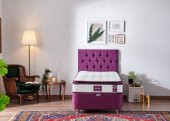 Niron Purple Yatak Seti 90x190 cm Tek Kişilik Yatak Baza Başlık Takımı - Orta Sert Yatak Mor Baza ve Başlığı - 2
