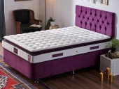 Niron Purple Yatak Seti 120x200 cm Tek Kişilik Yatak Baza Başlık Takımı - Orta Sert Yatak Mor Baza ve Başlığı thumbnail 1